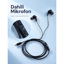 Type C Bağlantılı Siyah Kulaklık Mikrofonlu Kulak İçi Tasarım - Lisinya