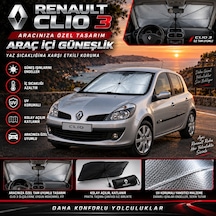 Renault Clio 3 Araç Ön Cam Güneşliği Katlanabilir Şemsiye Oto Güneşlik Uv Korumalı Gölgelik Araba Oto Şemsiyesi