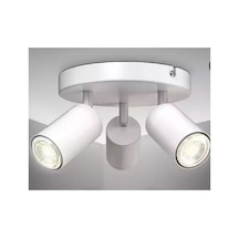Mat Beyaz Led Avize Led Spot Üçlü Hareketli Metal Günışığı Ampullü Siyah