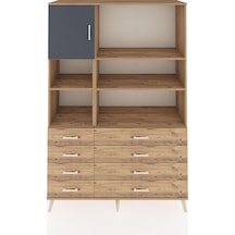 Hyperion Dolap 7 Raflı 8 Çekmeceli Tek Kapaklı 132x44x195 Çam-antrasit/çam Antrasıt/atlas Çam - Atlas Çam