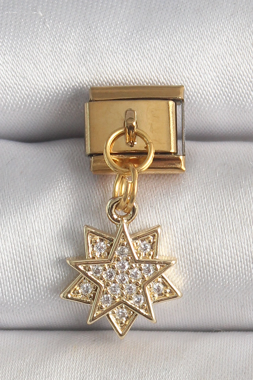 316l Çelik Gold Renk Sallantı Zirkon Taşlı Yıldız Model Nomination Charm Altın