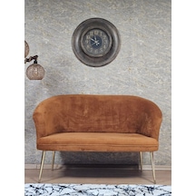 Zafir İkili Teddy Gold Kaplama Sivriltme Ayak Çay Seti Koltuk İkili Berjer , Balkon, Salon, Ofis Kiremit