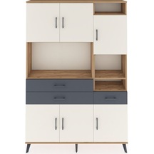 Arges Dolap 10 Raflı 3 Çekmeceli 6 Kapaklı 132x30x195 Çam-aytaşı/antrasit Aytası/antrasıt