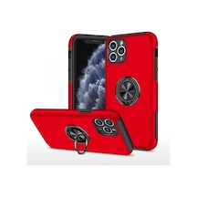 Apple iPhone Uyumlu  11 Pro Max Uyumlu Kılıf Elit Yüzüklü Kapak - Kırmızı