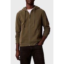 Calvin Klein Pamuklu Kapüşonlu Fermuarlı Sweat Lv04rj202glı1 Erkek Sweat Lv04rj202g Lı1 Haki