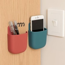 2'li Yapışkanlı Masa Kenarı Organizer Cep Kalem, Defter, Telefon Düzenleyici Saklama Kutusu Masaya Zarar Vermeyen, Delmeden Uygulanan Pratik Organizer 165-Koyu Yeşil