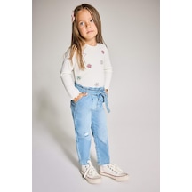Defacto Paperbag Düz Paça Jean Pantolon Kız Bebek D1532A524AU Mavi