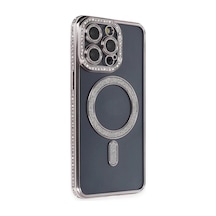 Apple Uyumlu iPhone 14 Pro Uyumlu Kılıf Joke Simli Magneticsafe Kılıf - Gri