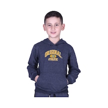 Kapüşonlu Kanguru Cepli Orıgınal Baskılı Erkek Çocuk Sweatshirt Füme