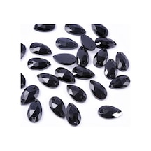 Gymo Premium Kalite Altı Düz Delikli Dikme Kristal Taş Teardrop 10.5 18mm P02 Black 28 Adet