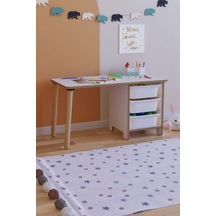 Oyun & Aktivite Masası 90x45 Cm Oyuncak Dolabı 3 Sepetli Çocuk Çalışma Masası Oyun Masası - Beyaz Çok Renkli