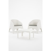 Olivia 1+1 Bistro Set Minderli 2 Kişilik Oturma Grubu Sehpa Bahçe Balkon Teras Set Beyaz Beyaz Olivia 1+1 Bistro Set Minderli 2 Kişilik Oturma Grubu Sehpa Bahçe Balkon Teras Set Beyaz Beyaz