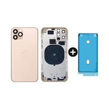 Apple Uyumlu iPhone 11 Pro Max Boş Kasa Altın + Sıvı Ve Toz Bandı