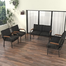 Mygusi Hayal Balkon Bahçe Cafe - Metal Kanepe Koltuk Takımı - 2+2+1+1 Antrasit