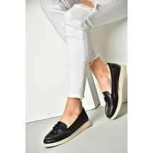 Fox Shoes P555014103 Siyah Hakiki Deri Kadın Ayakkabı