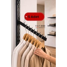 5 Adet - Konik Dikmeye Geçme Eğimli Baston Askı 40 Cm - Mağaza Raf Askılık Aparatı Siyah