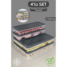 4 Parça Buzdolabı Düzenleyici Organizer Set Mikrodalga Difriz Kabı - 2 x 2400 ML 2 x 1170 ML Antrasit