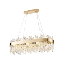 Linfred Yemek Masası Üstü Sıralı Gold Kristal Taşlı Modern Salon Avize Gold