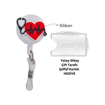 Ekg Stetoskop Silikon Yoyo Yaka Kartlığı Yatay Dikey Kart Koruyucu