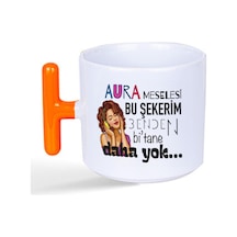 Aura Meselesi Bu Şekerim Baskılı Turuncu Kulplu T Kupa
