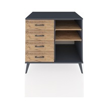 Kronos Şifonyer 2 Raflı 4 Çekmeceli 88x59x80 Antrasit-çam Çam