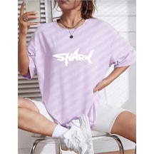 Kozia Outdoors Maloçbey Lila Renk Baskılı Oversize Unisex Basic O Yaka T-şhirt Lilla Lila