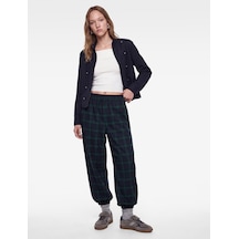 Koton Normal Bel Regular Fit Cepli Ekoseli Beli Lastikli Jogger Pantolon Lacivert Ekose 7wal40029ıw
