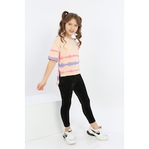 Toontoy Kids Toontoy Kız Çocuk Göğsü Armalı Tişört Bej