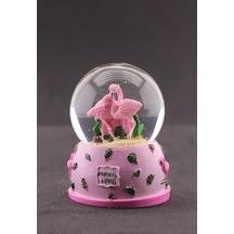 Dekoratif Mini Pembe Flamingo Kar Küresi
