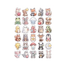 Sevimli Hayvanlar Chibi Sticker Seti 150 Adet - 5'li Mega Paket - Laptop Defter Ajanda Etiketi Çok Renkli