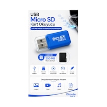 Usb Micro Sd Kart Okuyucu Tf Hafıza Kart Okuyucu + 250 Mb Micro Sd Hediyeli Mavi - 892148298