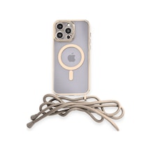 Newface - 740 - Apple iPhone Uyumlu 13 Pro Kılıf Divo Lazer Askılı Magsafe Kapak - Csmo-tex - - Gold
