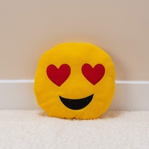 Favore Casa Nakış İşlemeli Kalp Gözlü Emoji Yastık 35x35 Cm Çok Renkli