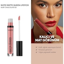 Lipstick 02 Ruby Chocolate Kalıcı Likit Ruj, Pembe 0