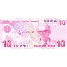 Türkiye 9.emisyon 10 Lira G001 Değerli İlk Prefix Yerli Kağıt Para Çil Unc Koleksiyon Para