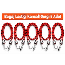 Bagaj Lastiği Kancalı Gergi 5 Adet / 2 Metre / Kırmızı-siyah Renk Kırmızı - Siyah