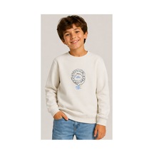 İrem Çocuk Giyim Erkek Çocuk Önü Arkası Stay True Yazı Desenli Ekru Sweatshirt Ekru