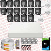 Provzen Hikvision 16 Kamera Hibrit Colorvu Full Hd Güvenlik Kamera Olay Anında Bildirim
