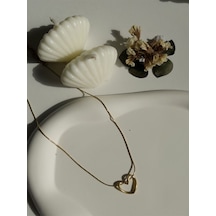 Çelik Kalp Figürlü Basic Kadın Kolye Altın Love Harmony - Gold Sevgililer Günü Hediyesi Altın