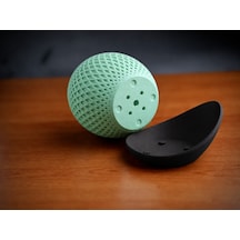 Bezos 3d Baskı Küre Saksı - Kafes Dokulu İki Parçalı Dekoratif Saksı - Mint-siyah Mmbz Standart