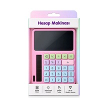 2ın1 Pilli Hesap Makinesi - Dijital Çizim Yazı Tablet Tahta Krd-8120 Bx40 124-Pembe