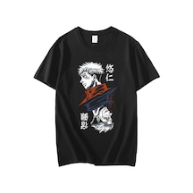 Sukuna Red - Blue Design Tişört Siyah