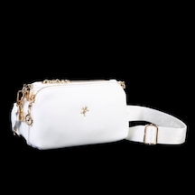 Nas Bag Mini Boy Kadın 3 Gözlü Çapraz Çanta En 18 Cm Boy 11 Cm Beyaz Lopez
