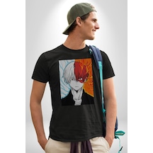 My Hero Academia Boku Anime Unisex Unisex Siyah Organik Baskılı T-shirt Penye Yüksek Kalite Siyah