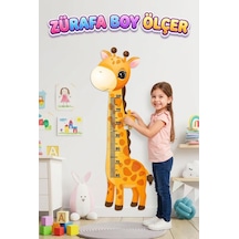 Eğitici Zürafa Boy Ölçer Cetveli Ve Puzzle - 18 Parça Kendinden Yapışkanlı Çocuk Boy Ölçer
