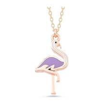 925 Ayar Gümüş Rose Flamingo Kadın Kolye