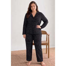 Norcia Sports Kadın Puantiyeli Düğmeli Siyah Pijama Takımı 852 Çok Renkli - 929322922 Çok Renkli - 929322922 Çok Renkli