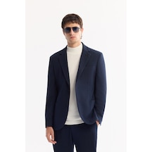 Avva Erkek Lacivert Mono Yaka Bi-stretch Hafif Dokulu Blazer Comfort Slim Fit Ceket A52y4013
