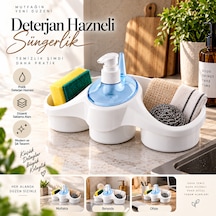 Deterjan Hazneli Süngerlik Mutfak Lavabo Düzenleyici 3 Bölmeli