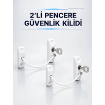 Anahtarlı Pencere Güvenlik Aparatı Beyaz Kablolu Açılma Sınırlayıcı 2 Li Set